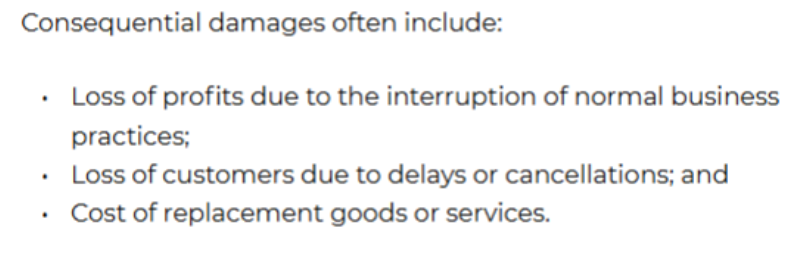 <p>Are damages that flow as a foreseeable but indirect result of the breach of contract. </p>