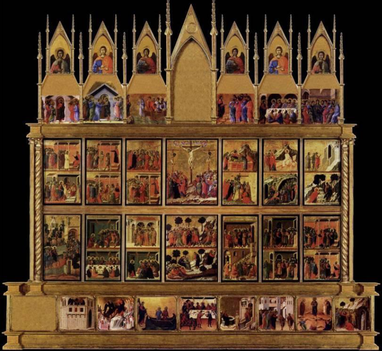 <p>Duccio's Maestà Altarpiece (back)</p>