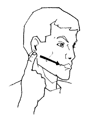 <p>Touch finger to ear and then to chin. </p>