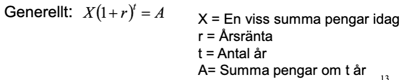 <p>Värdet idag av ett löfte om ett framtida belopp. </p>