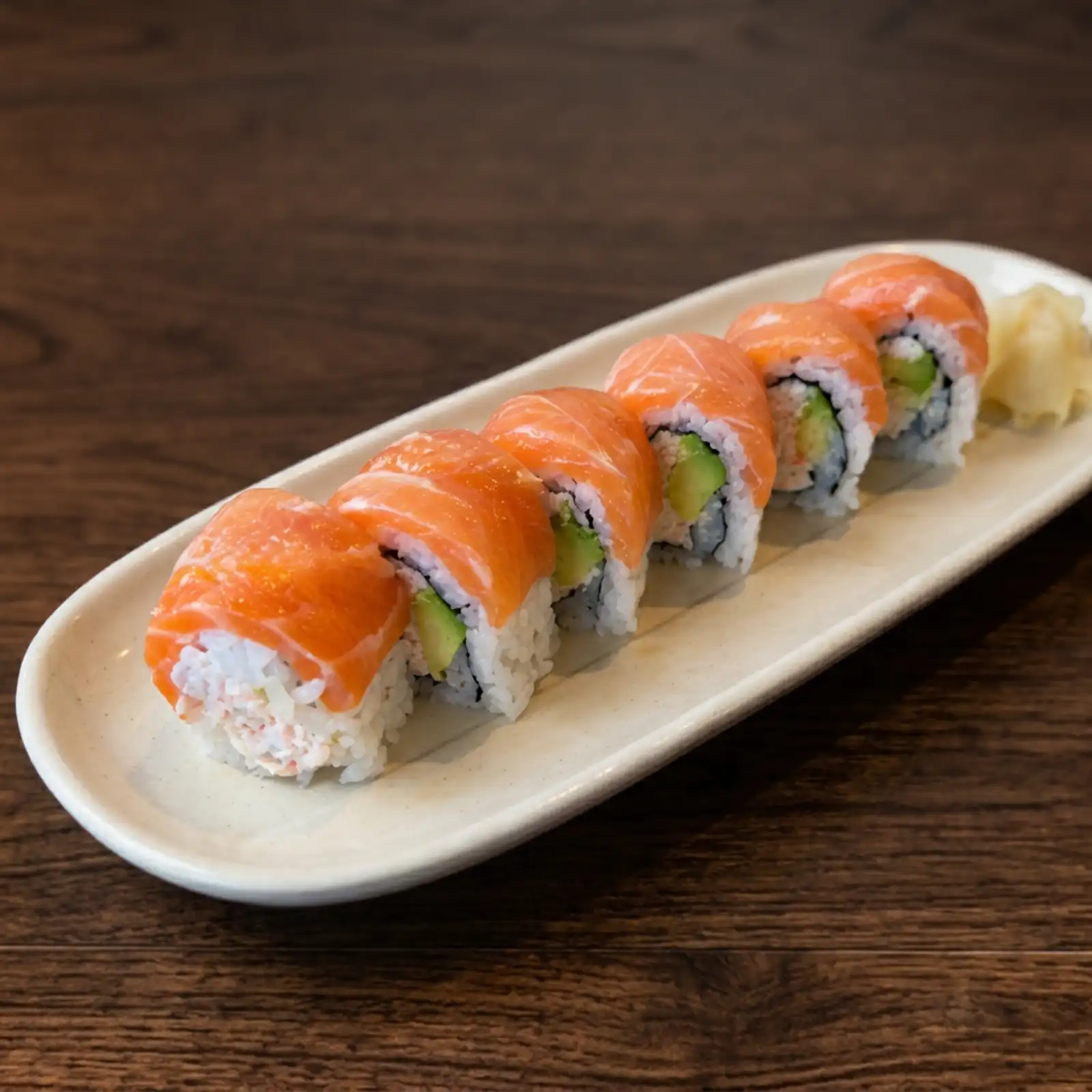 <p>salmon, crab, and avocado </p>