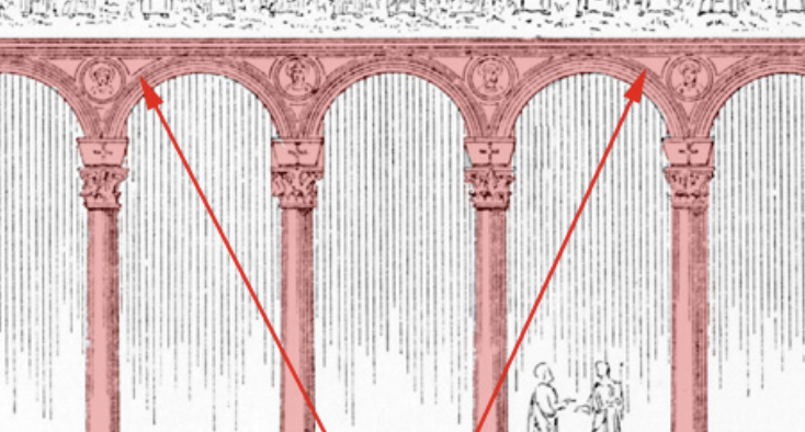 <p>a series of arches supported by piers or columns, often forming a covered passageway</p>