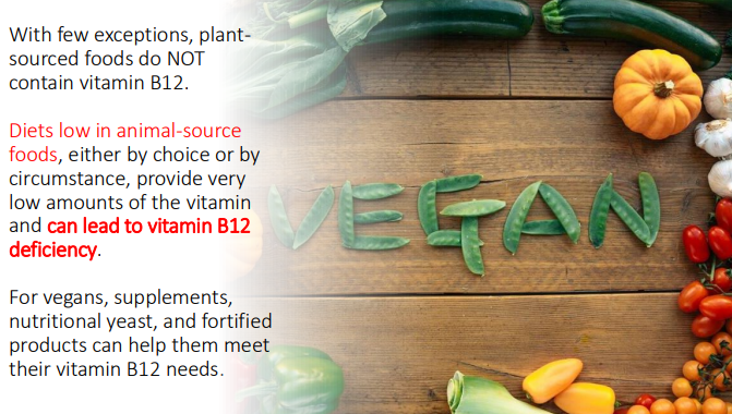 <ol><li><p>Supplements</p></li><li><p>Nutritional yeast</p></li><li><p>Fortified products </p></li></ol><p></p>