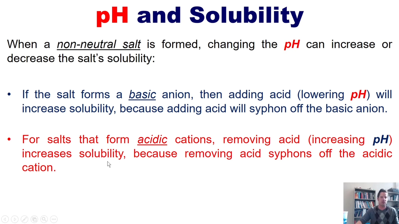 <p>lower the Ph, removing acids syphons off the acidic cation</p>