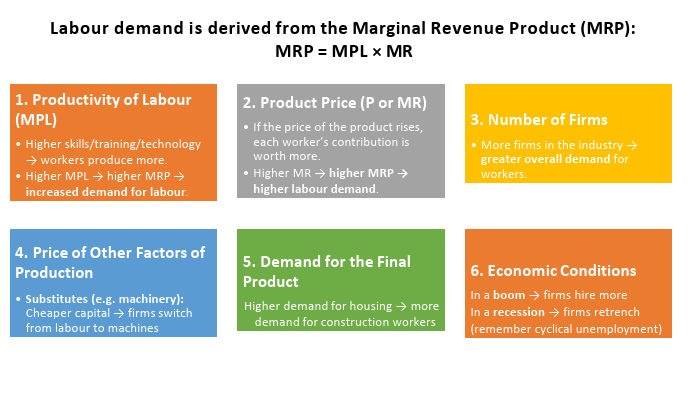 <ul><li><p><span><mark>profit-maximizing firms hire workers based on the financial value each new employee adds</mark></span>. A business will keep adding staff as long as the extra money made from selling the worker's output is greater than or equal to the wage paid</p></li></ul><p></p><p></p><p></p>