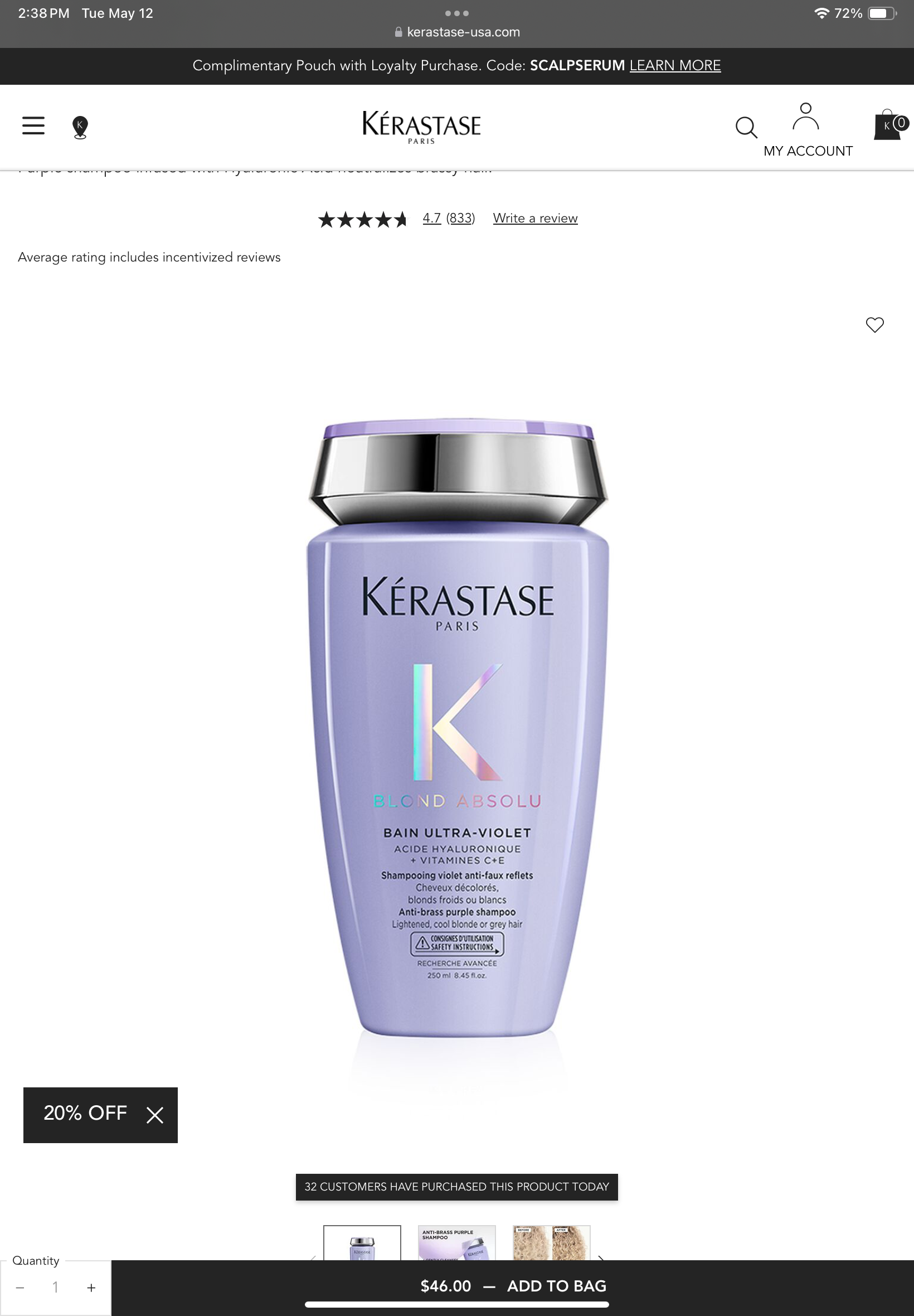 <p>Bain absolu Bain ultra violet purple shampoo</p>