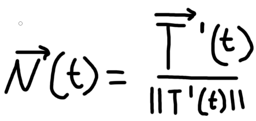 <p>normalize <strong><em>the derivative</em></strong> of the unit tangent vector</p>