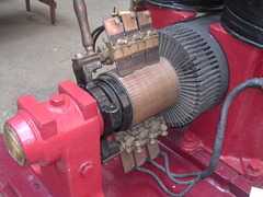 <p>A turbine spins a _________ to produce electricity.</p>