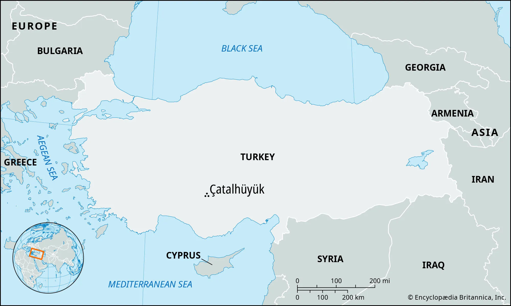 <p>identify Çatal Hüyük (Turkey) on a map</p>