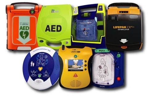 <p>A portable medical device used to check a person’s heart rhythm and deliver an electric shock to restart a normal heartbeat during sudden cardiac arrest</p>