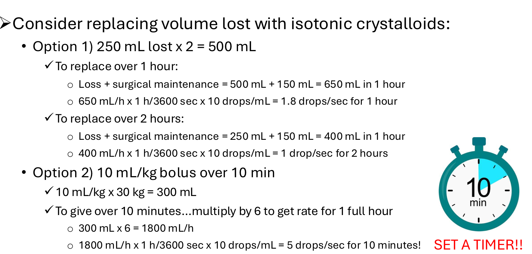 <ul><li><p>If <10% of blood volume is lost then you can use isotonic crystalloids for replacement</p></li></ul><p></p>