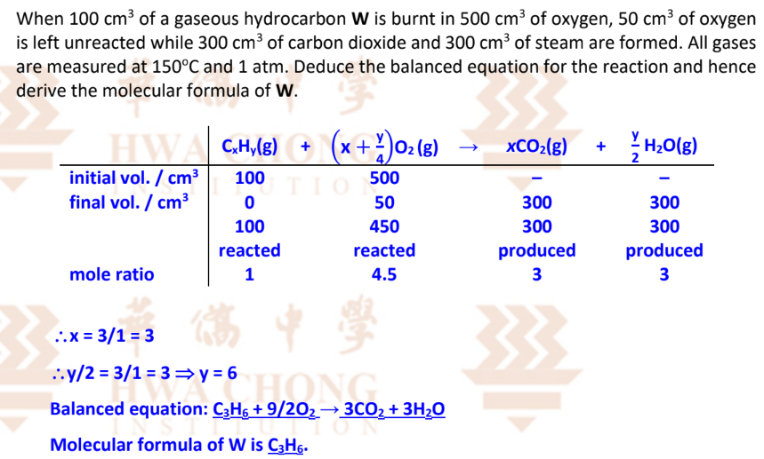 <p>Note:</p><ul><li><p>At room temperature, H2O formed is in LIQUID state (usually just take H2O as liquid, unless question specifically say steam, then it will be gas)</p></li><li><p>CO2 is acidic → It gets absorbed by alkali</p></li><li><p>O2 is neutral → Will not be absorbed by alkali</p></li></ul><p></p>