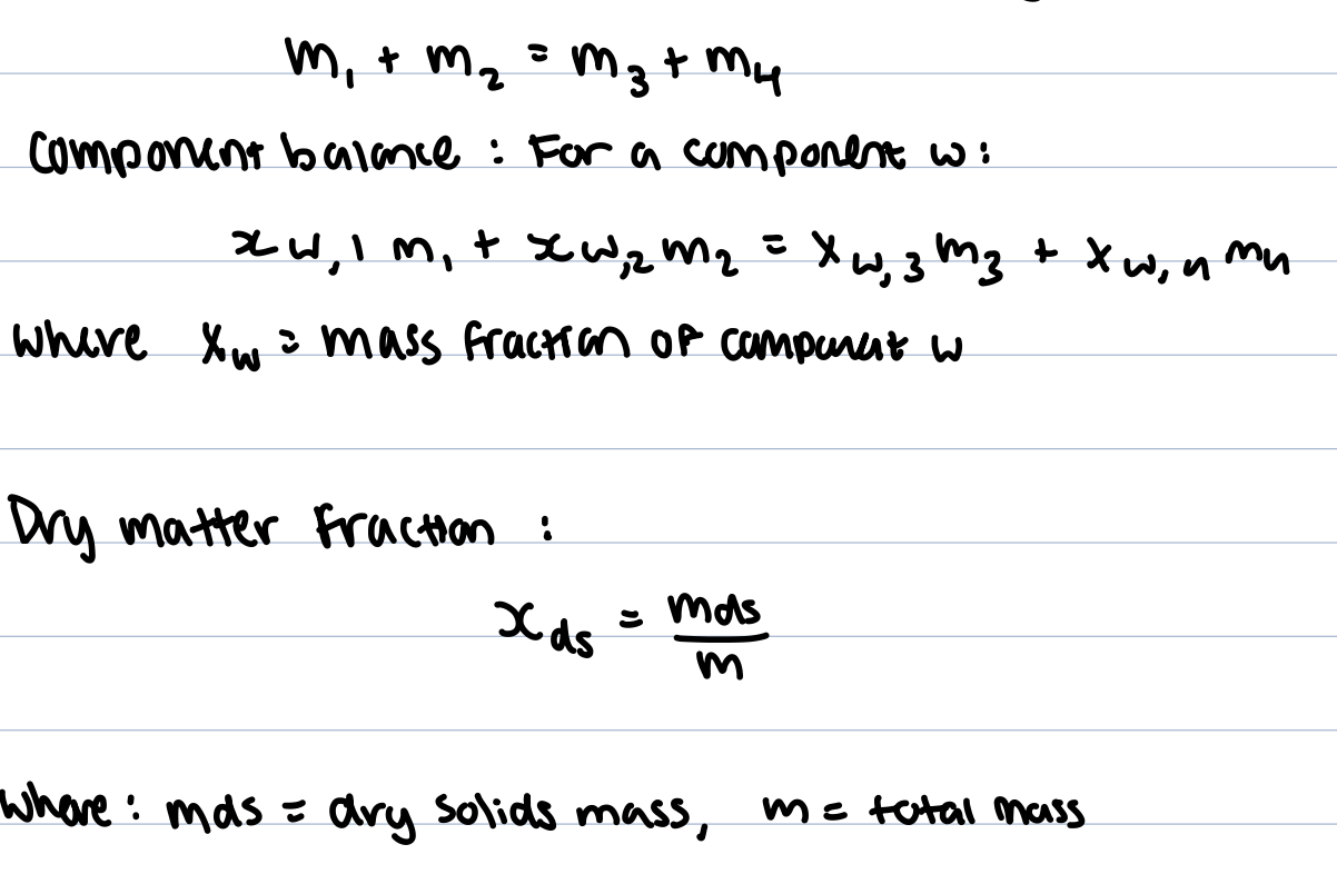 <p>for any process, mass entering = mass leaving; </p><p></p>