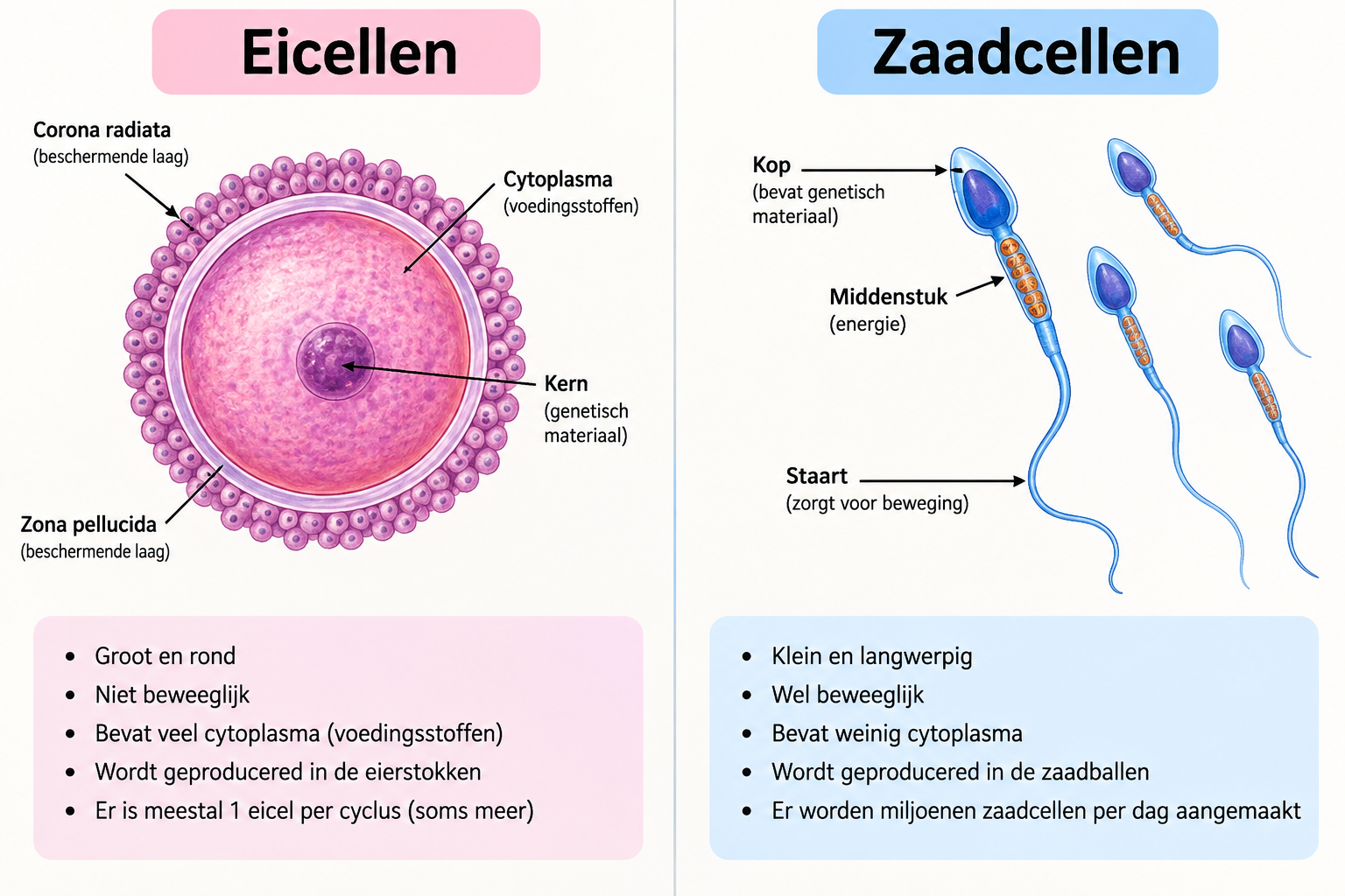 <p>Eicellen en zaadcellen.</p>