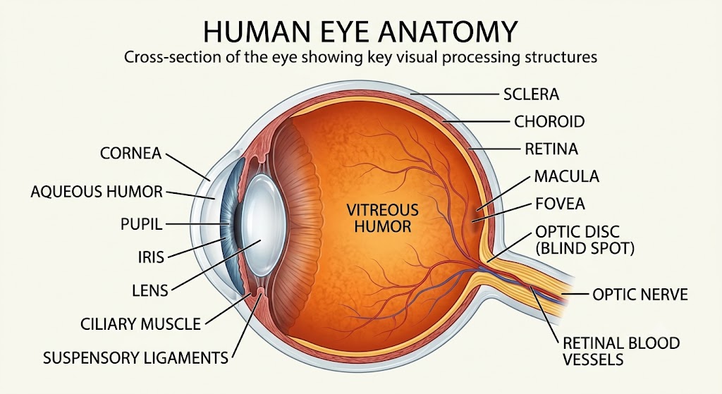 <p>eye anatomy </p>
