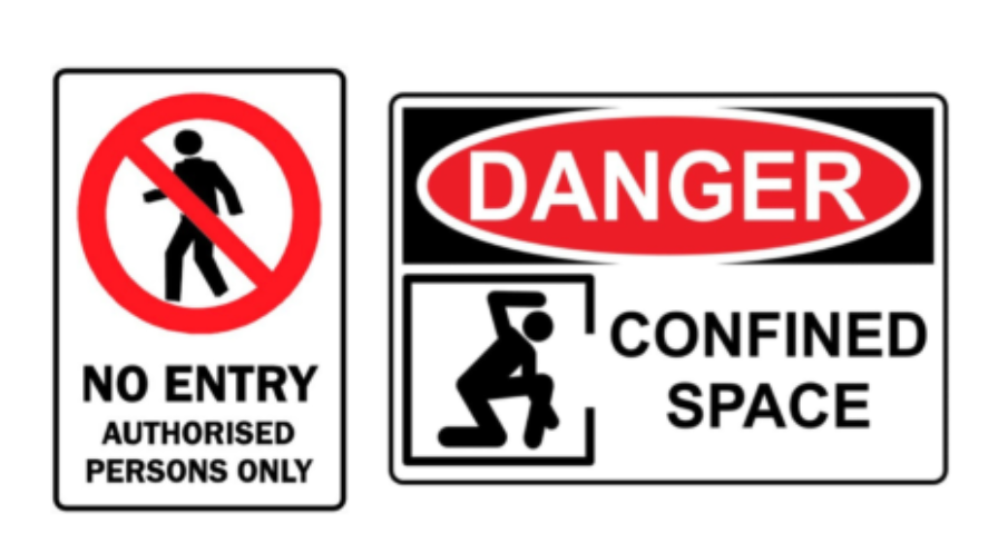<p>A signal word (DANGER/WARNING), Hazard symbol, information about consequences, intrstructions from how to avoid hazard</p>