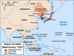 <p>Japanese puppet state established in Manchuria in 1931.</p>