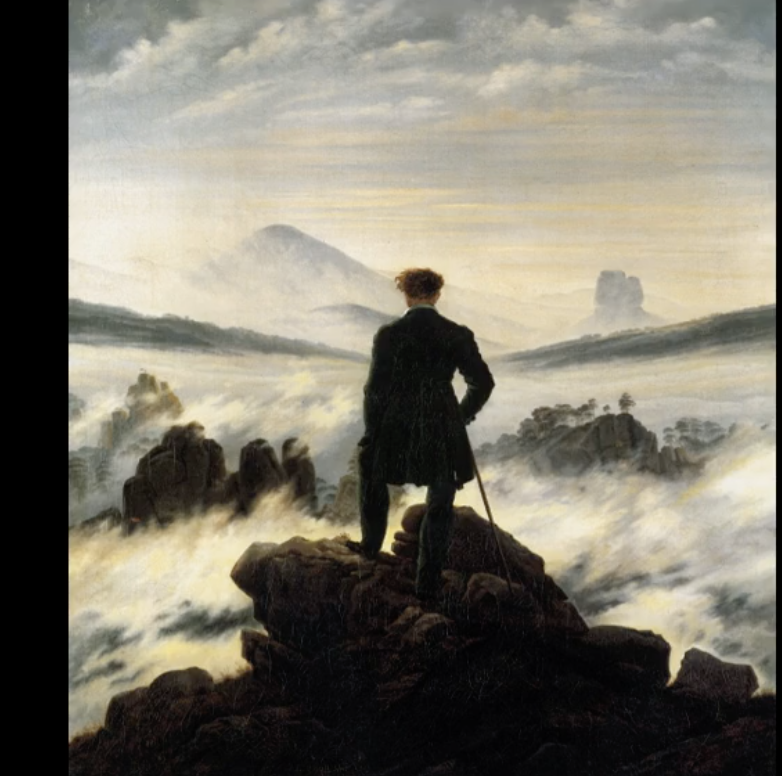 <p><span>"sublime" nature<br><br>sublime experience: We watch someone having a<br>sublime experience</span></p><p><span>deep background space vanishing point</span></p>