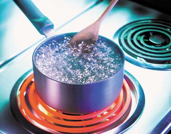 The temperature at which the pressure of the vapor in the liquid is equal to the external pressure acting on the surface of the liquid.