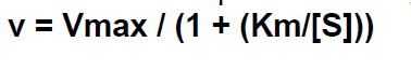 <p>Where K<sub>m</sub> represents the Michaelis constant, and S represents the concentration of the substrate.</p><p><span style="color: rgb(154, 154, 154);"><em>On a traditional graph, note that V represents the rate of reaction, while S represents the substrate concentration.</em></span></p>