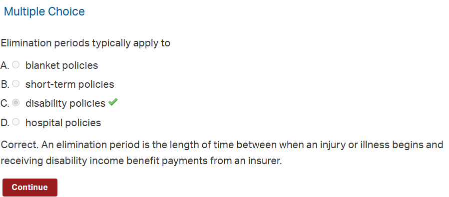 <p>Elimination Period</p>