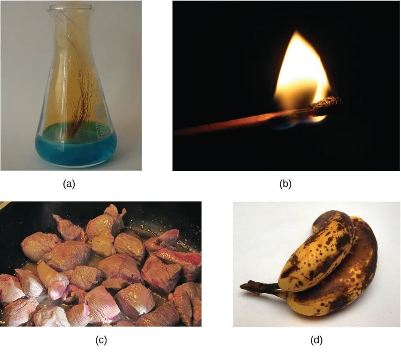 <p>Cooking red meat, which causes oxidation of iron.</p>