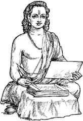 <p>Holy books of Hinduism; brought by Aryans</p>