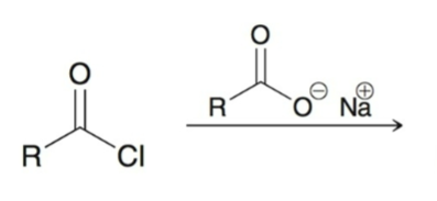 <p>acid chloride + carboxylate</p>