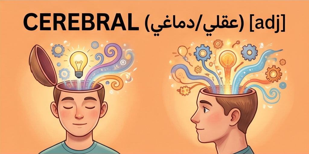 <p>1. of the cerebrum of the brain.</p><p>2. intellectual rather than emotional or physical.</p>