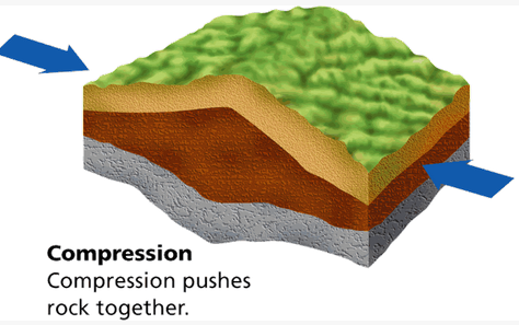 <p>Which are created by compressional stress?</p>