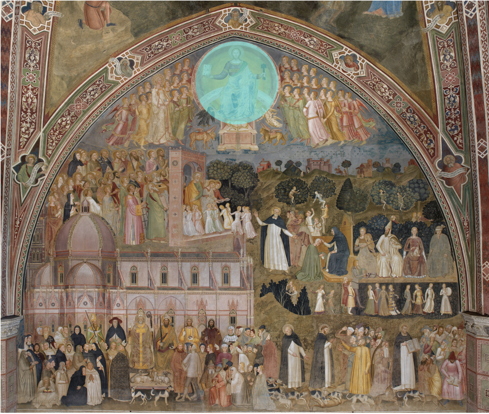 <p>Correctly label the area(s) on the artwork “The Way of Salvation” by Andrea di Bonaiuto</p>