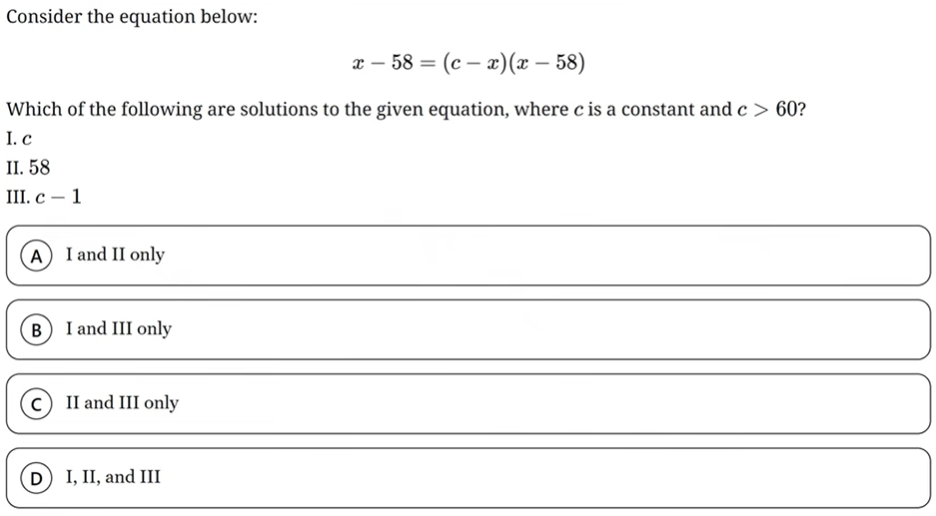 <p>Finding the solutions to a given equation in terms of a constant</p>