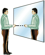 <p>S/he look at, is looking at.</p>