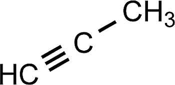 <p>Triple bond between carbons</p>