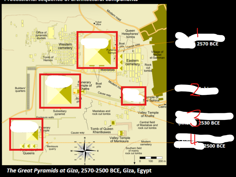 <p>The Great Pyramids at Giza, 2570-2500 BCE, Giza, Egypt</p>