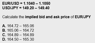 <p>Calculating bid and ask price for FX cross rates in different currency. </p>
