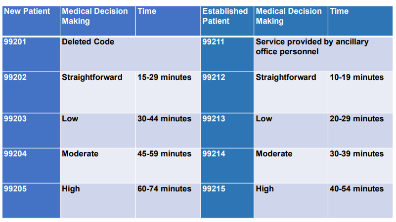 <p>New vs Established patient </p>