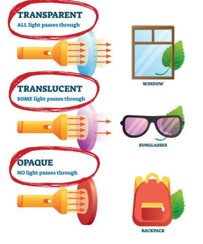 <ul><li><p><span style="background-color: transparent; font-family: "Twentieth Century", sans-serif;">Light will travel until it hits an object</span></p></li><li><p><span style="background-color: transparent; font-family: "Twentieth Century", sans-serif;">When it hits a material the light will either:</span></p><ul><li><p><span style="background-color: transparent; font-family: "Twentieth Century", sans-serif;">Bounce off the object (reflect)</span></p></li><li><p><span style="background-color: transparent; font-family: "Twentieth Century", sans-serif;">Be absorbed by the object</span></p></li><li><p><span style="background-color: transparent; font-family: "Twentieth Century", sans-serif;">Go through the object</span></p></li></ul></li></ul><p></p>
