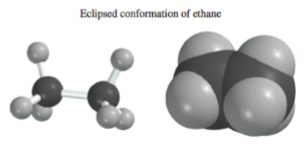 <p>each C-H bond is aligned with an adjacent C-H bond</p>