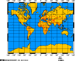 <p>map represents round earth on flat surface</p><ul><li><p>useful for navigation</p></li><li><p>farther north/south poles from equator = distorted land</p></li></ul><p>EX: used especially for marine charts and certain climatological maps.</p>