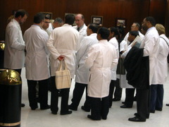 <p>Gathered together, adj.</p>