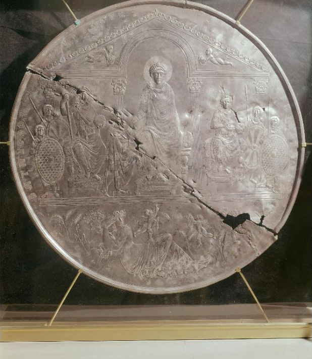 <p>Missorium of Emperor Theodosius, silver, 388</p>