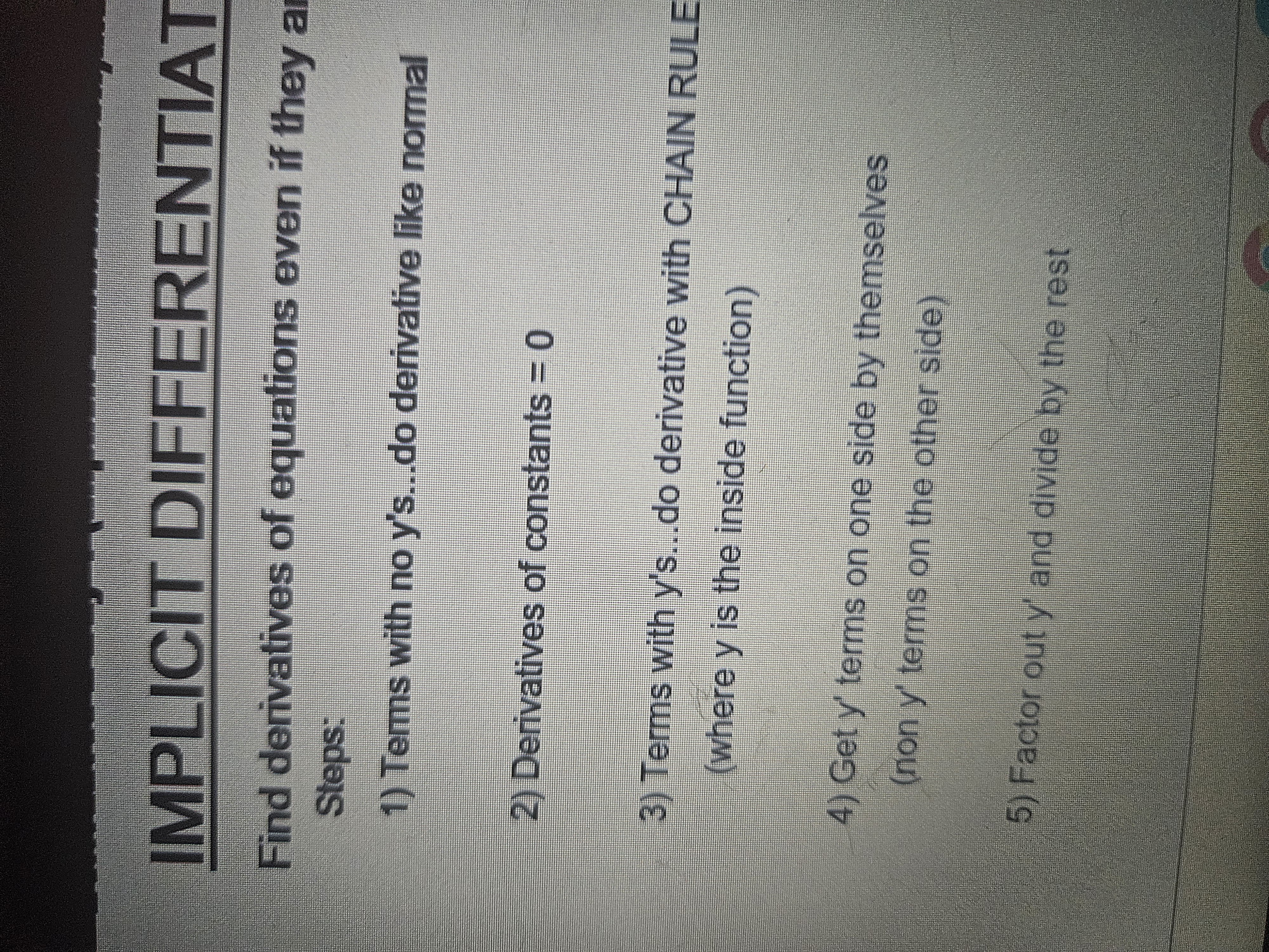 <p>Look @ pic</p><p class="has-focus">xy → y+xy’ (chain rule)</p>