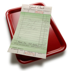 <p>the bill/the check</p>