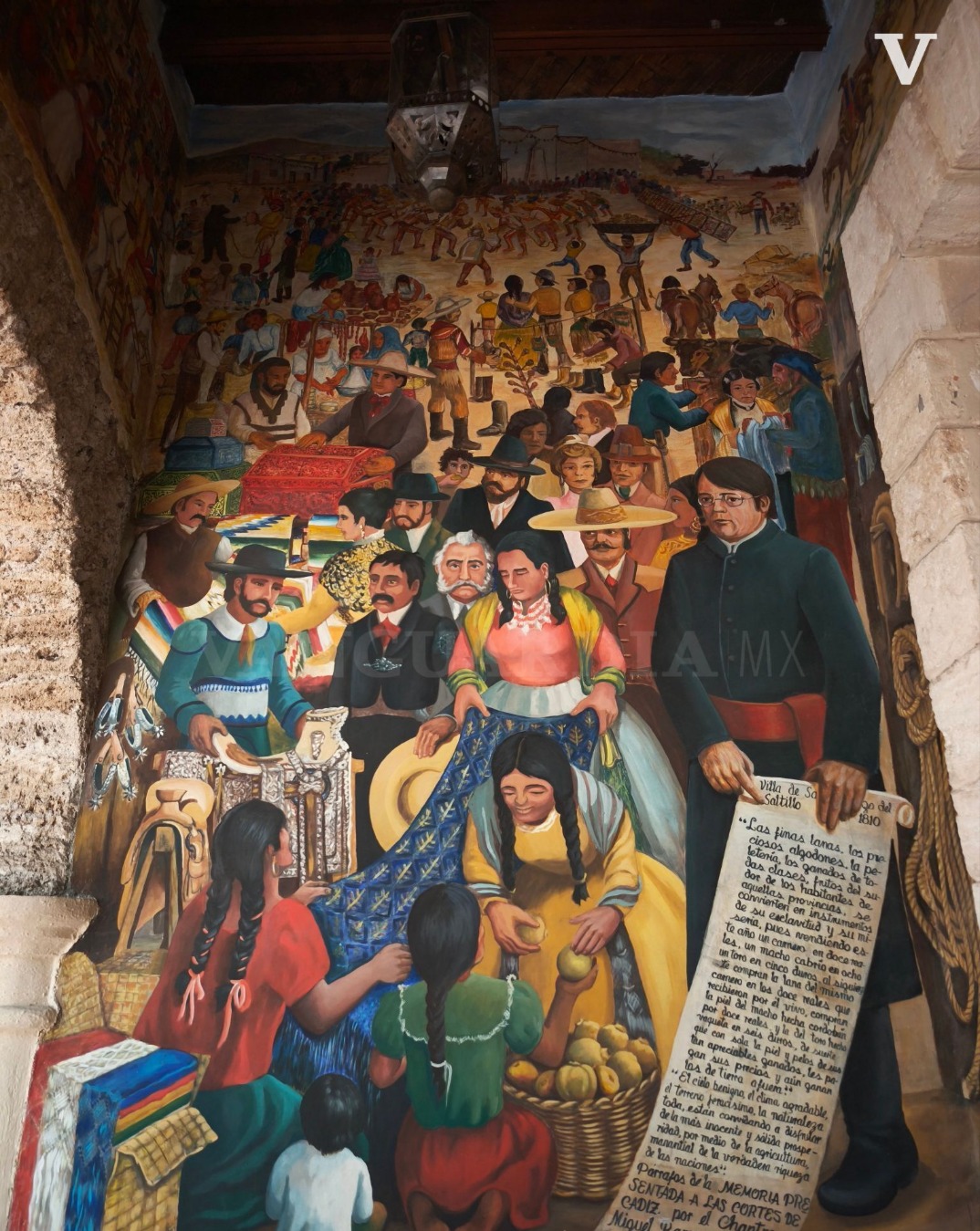 <p>400 Años de Historia de Saltillo, created by Elena Huerta Múzquiz between 1973 and 1975, is a 450-square-meter mural cycle in Coahuila, Mexico.</p>