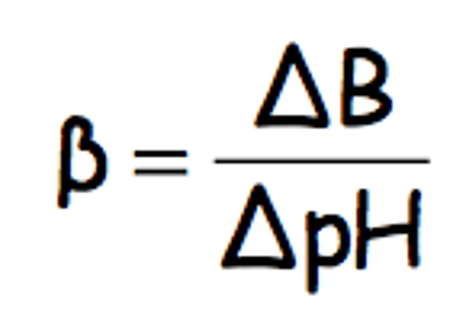 <p>symbol: β</p><p>How well a solution can resist changes in pH when an acid or base is added.</p><p>unitless</p><p>buffering capacity = Δn / ΔpH</p><p>change in moles of titrant over change in pH of the analyte</p><p>calculated using endpoints of the buffering capacity</p><p>n = M*V</p>