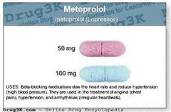 <p>metoprolol tartrate</p><p>25 - 400mg /day</p>