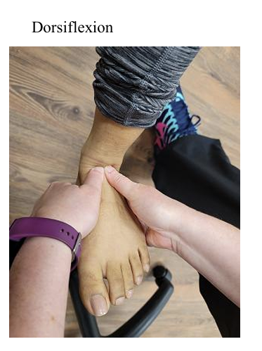 <p>Both hand cupped on pt’s foot</p>