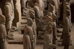 <p>A teacher compares the Terracotta Warriors to Egyptian tomb art. Which conclusion BEST reflects the purpose of both traditions?</p>