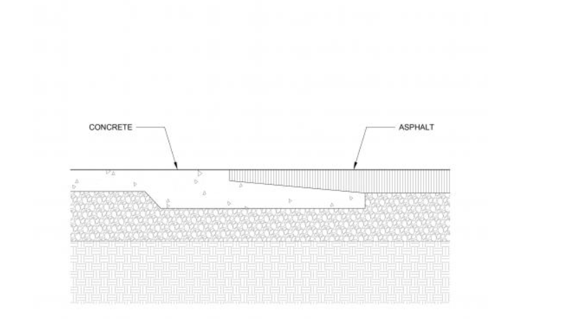 <p>interface between concrete and asphalt could be detailed as shown for which reasons</p>